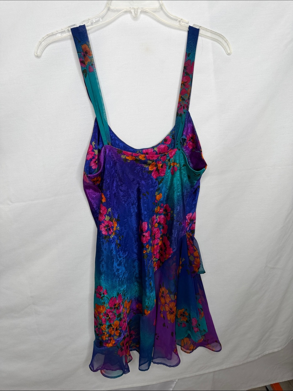 Floral Slip Mini Dress in Teal & Purple - Picture 3 of 3